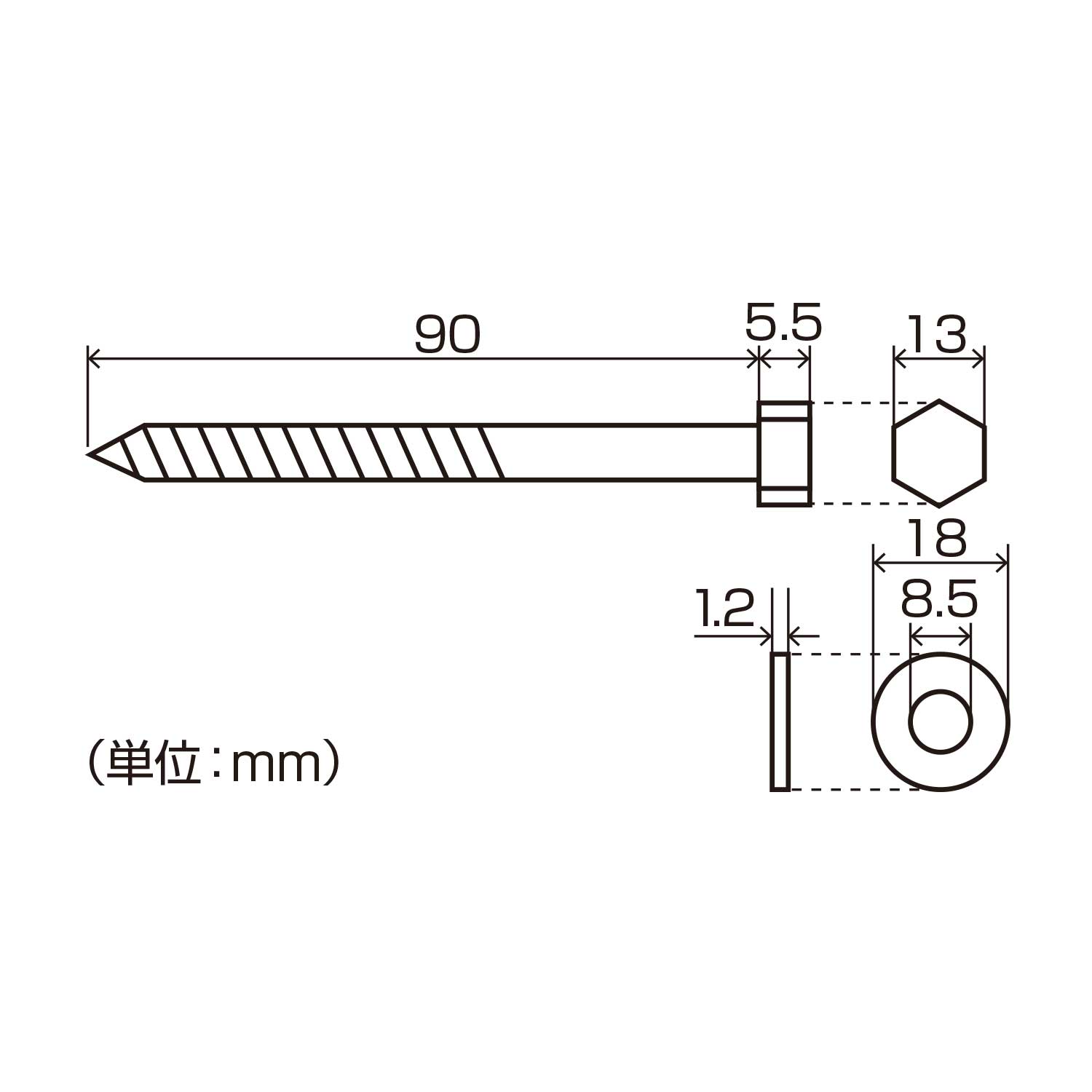 人気急上昇 ネジナラ コーチスクリュー ステンレス 6×90 120個入